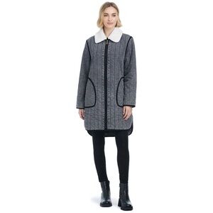 Sanctuary Modern Supply denim shacket size M new Sherpa collar black